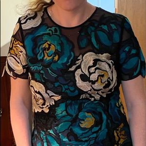 Carlisle 8 black short sleeve embroidered blouse